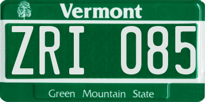 VT license plate ZRI085