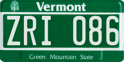 VT license plate ZRI086