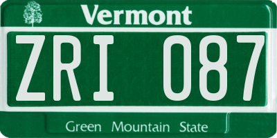 VT license plate ZRI087