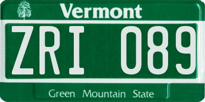 VT license plate ZRI089