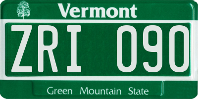 VT license plate ZRI090