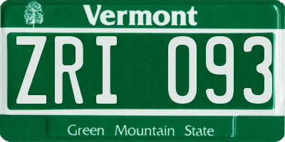VT license plate ZRI093