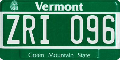 VT license plate ZRI096