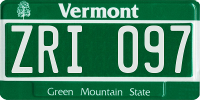 VT license plate ZRI097