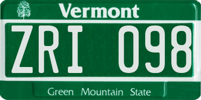 VT license plate ZRI098