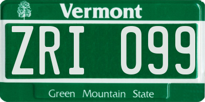VT license plate ZRI099