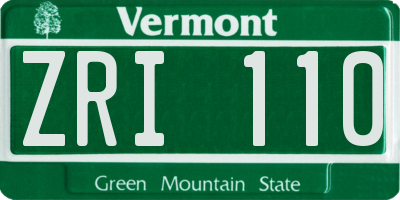 VT license plate ZRI110