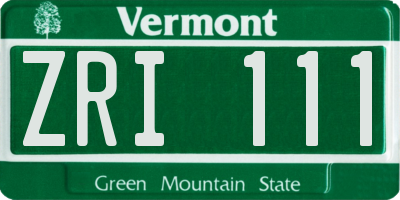 VT license plate ZRI111