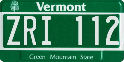 VT license plate ZRI112