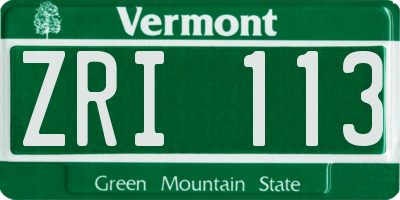 VT license plate ZRI113