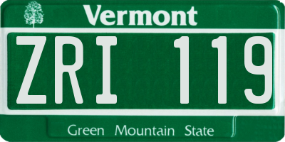 VT license plate ZRI119