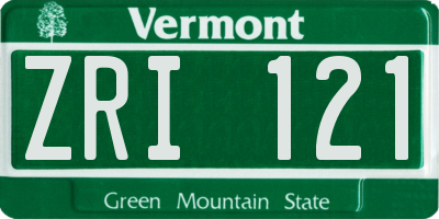 VT license plate ZRI121