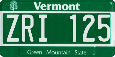 VT license plate ZRI125