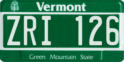 VT license plate ZRI126