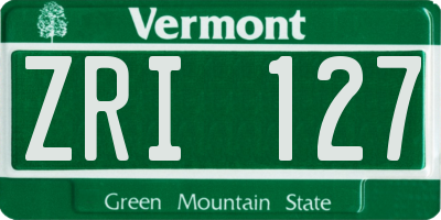 VT license plate ZRI127