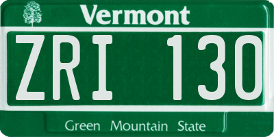VT license plate ZRI130