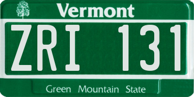 VT license plate ZRI131
