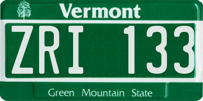 VT license plate ZRI133