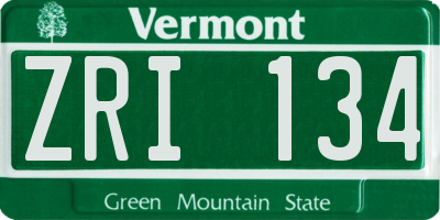 VT license plate ZRI134