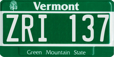 VT license plate ZRI137