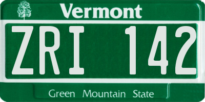 VT license plate ZRI142