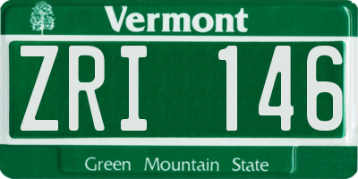 VT license plate ZRI146