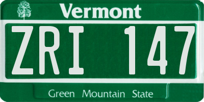 VT license plate ZRI147