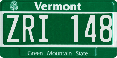VT license plate ZRI148