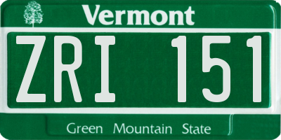 VT license plate ZRI151