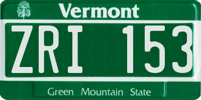 VT license plate ZRI153