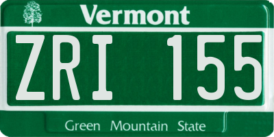 VT license plate ZRI155