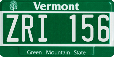VT license plate ZRI156