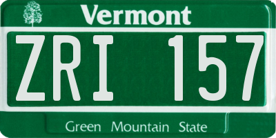 VT license plate ZRI157