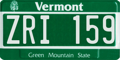 VT license plate ZRI159