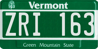 VT license plate ZRI163