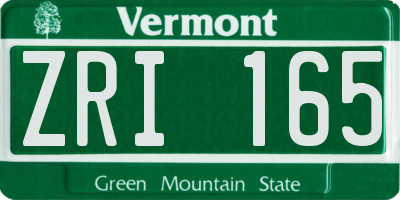 VT license plate ZRI165