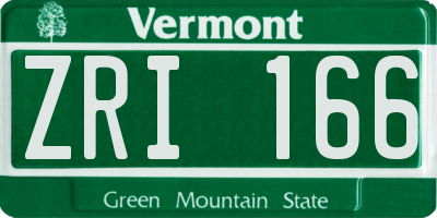VT license plate ZRI166