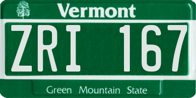 VT license plate ZRI167