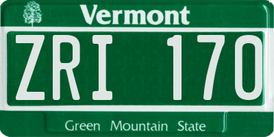 VT license plate ZRI170