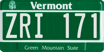 VT license plate ZRI171