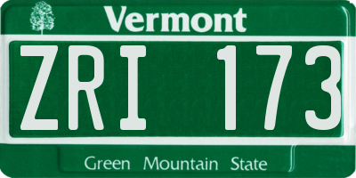 VT license plate ZRI173