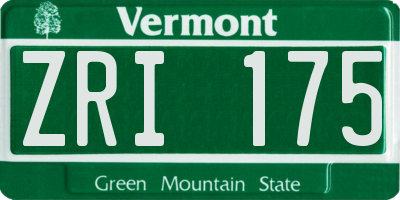 VT license plate ZRI175