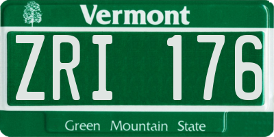VT license plate ZRI176