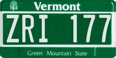 VT license plate ZRI177
