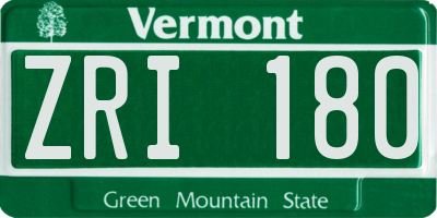VT license plate ZRI180