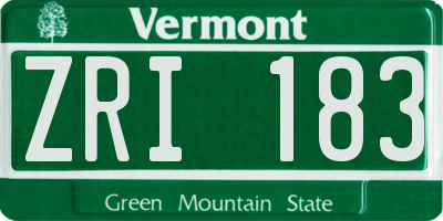 VT license plate ZRI183