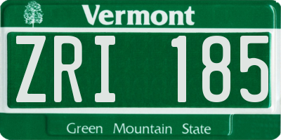VT license plate ZRI185