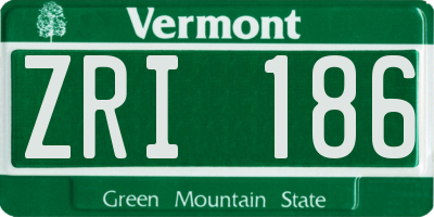 VT license plate ZRI186