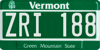 VT license plate ZRI188