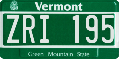VT license plate ZRI195